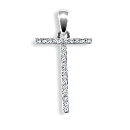 9ct White Gold Natural Diamond Set Initial Pendant