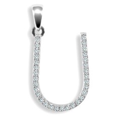 9ct White Gold Natural Diamond Set Initial Pendant