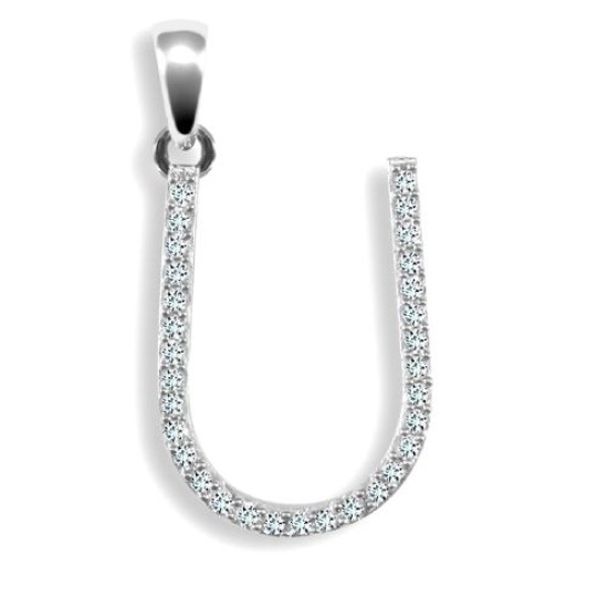 9ct White Gold Natural Diamond Set Initial Pendant