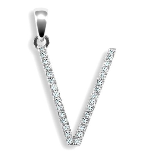 9ct White Gold Natural Diamond Set Initial Pendant