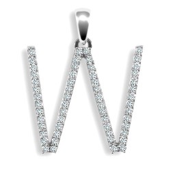 9ct White Gold Natural Diamond Set Initial Pendant