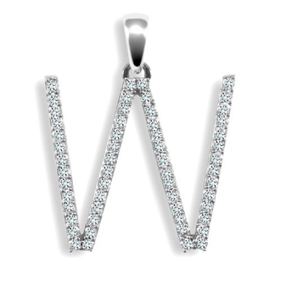 9ct White Gold Natural Diamond Set Initial Pendant