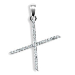 9ct White Gold Natural Diamond Set Initial Pendant