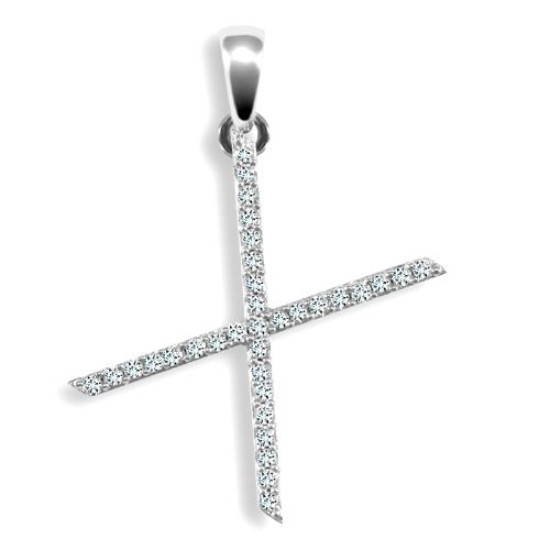 9ct White Gold Natural Diamond Set Initial Pendant