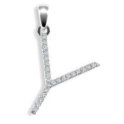 9ct White Gold Natural Diamond Set Initial Pendant