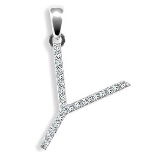 9ct White Gold Natural Diamond Set Initial Pendant
