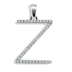 9ct White Gold Natural Diamond Set Initial Pendant