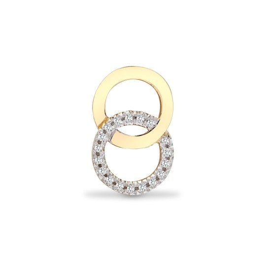 9ct Yellow 0.10ct Natural Diamond 2 Circle Pendant