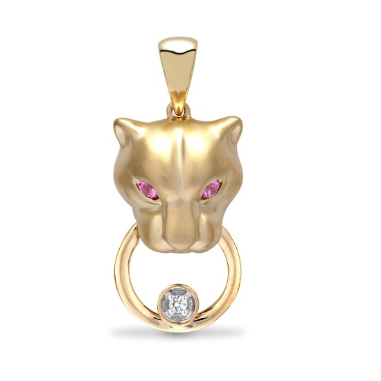 9ct Yellow Dia-3pts P.Saph-7pts Panther Pendant