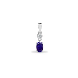 9ct White Dia-4pts Tanz-37pts Drop Pendant