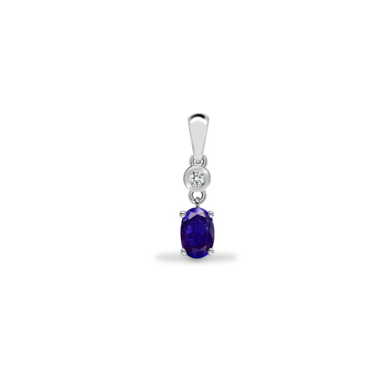 9ct White Dia-4pts Tanz-37pts Drop Pendant
