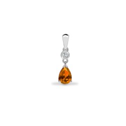 9ct White Dia-4pts Morganite-70pts Drop Pendant