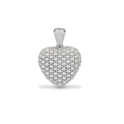 9ct White 0.25ct Pave Set Natural Diamond Heart