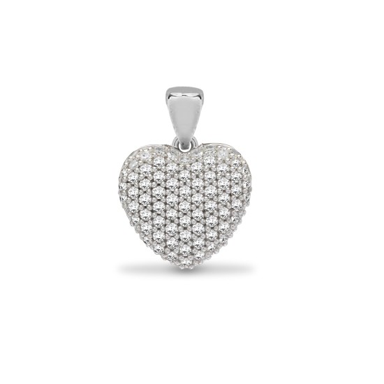 9ct White 0.25ct Pave Set Natural Diamond Heart