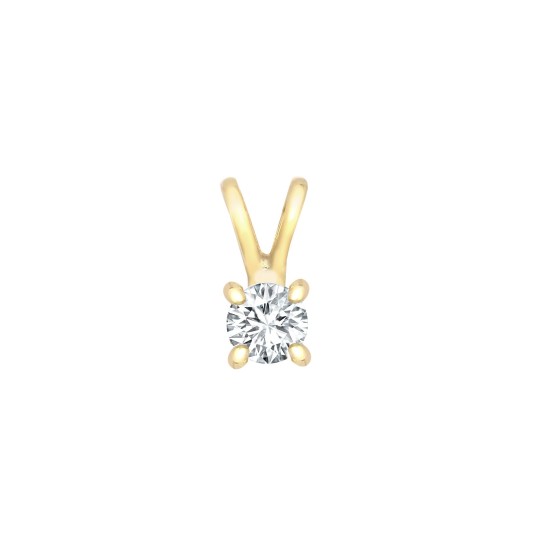 9ct Yellow 0.10ct 4 Claw Natural Diamond Solitaire Pendant