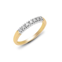9ct Yellow Gold Natural Diamond 7 Stone Half Eternity Ring