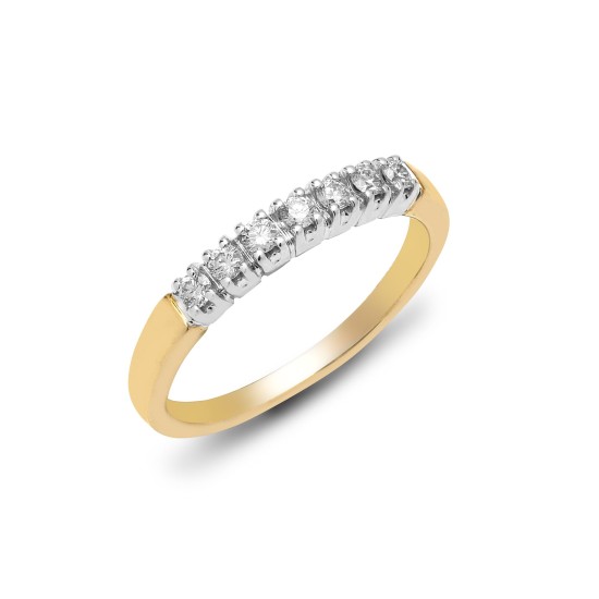 9ct Yellow Gold Natural Diamond 7 Stone Half Eternity Ring