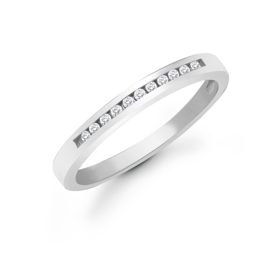 9ct White Gold Natural Diamond Half Eternity Ring