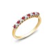 9ct Yellow Gold Natural Diamond 10pts & Ruby 15pts Half Eternity Ring
