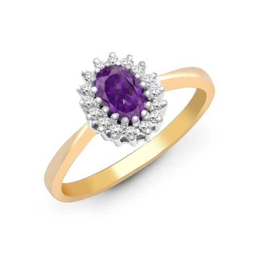 9ct Yellow Gold Natural Diamond 12pts & Amy 44pts Ring