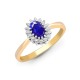 9ct Yellow Gold Natural Diamond 12pts & Tanzanite 55pts Ring