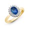 9ct Yellow Gold Natural Diamond 23pts & Sapphire 1.10ct Ring