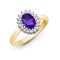 9ct Yellow Gold Natural Diamond 23pts & Amethyst 70pts Ring