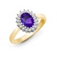 9ct Yellow Gold Natural Diamond 23pts & Amethyst 70pts Ring
