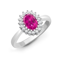 9ct White Gold Natural Diamond 23pts & Pink Sapphire 1.06ct Ring