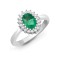 9ct White Gold Natural Diamond 23pts & Emerald 78pts Ring