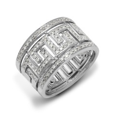 9ct White 0.50 Natural Diamond Greek Key Style Ring