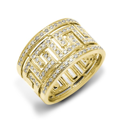 9ct Yellow 0.50 Natural Diamond Greek Key Style Ring