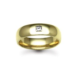 9ct Gold Yellow Natural Diamond Rubover set Wedding Ring