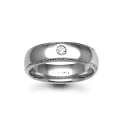 9ct Gold White Natural Diamond Rubover set Wedding Ring