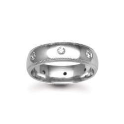 9ct Gold White Natural Diamond Rubover set Wedding Ring