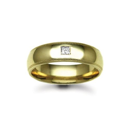 9ct Gold Yellow Natural Diamond Rubover set Wedding Ring