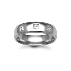 9ct Gold White Natural Diamond Rubover set Wedding Ring