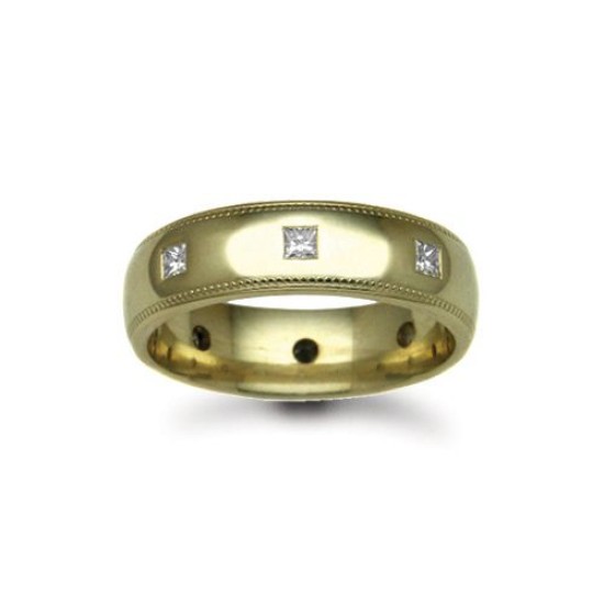 9ct Gold Yellow Natural Diamond Rubover set Wedding Ring