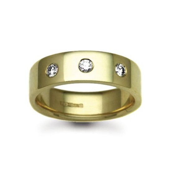 9ct Gold Yellow Natural Diamond Rubover set Wedding Ring