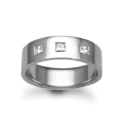 9ct Gold White Natural Diamond Rubover set Wedding Ring