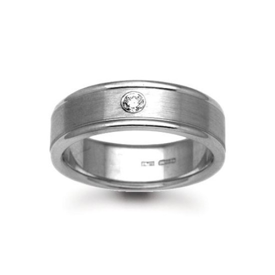 9ct Gold White Natural Diamond Rubover set Wedding Ring