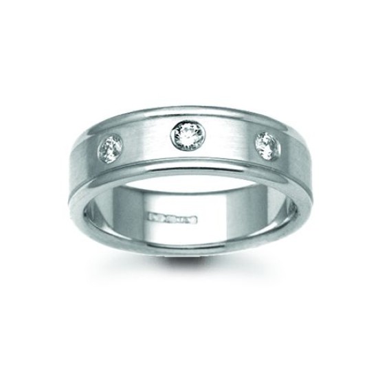 9ct Gold White Natural Diamond Rubover set Wedding Ring
