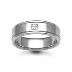 9ct Gold White Natural Diamond Rubover set Wedding Ring
