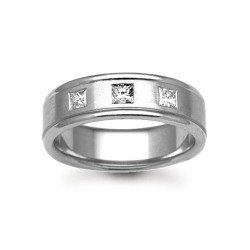 9ct Gold White Natural Diamond Rubover set Wedding Ring