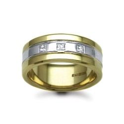 9ct Gold 2 Colour Natural Diamond Rubover set Wedding Ring