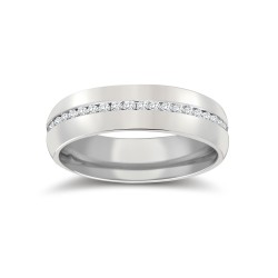 9ct White Gold RBC Court Natural Diamond Wedding Band Fully Set - 4mm - 50pts