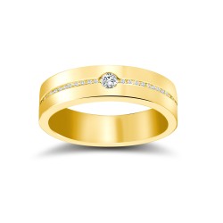 9ct Yellow Gold RBC Flat Court Natural Diamond Wedding Band Half Set - 4mm - 28pts