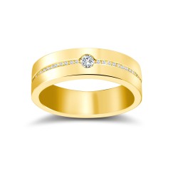 9ct Yellow Gold RBC Flat Court Natural Diamond Wedding Band Half Set - 6mm - 30pts