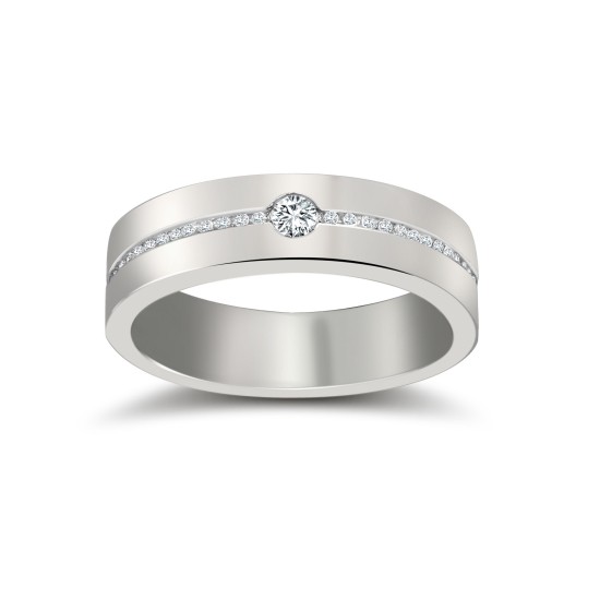 9ct White Gold RBC Flat Court Natural Diamond Wedding Band Half Set - 5mm - 30pts