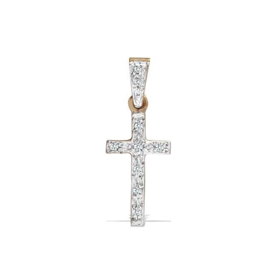 9ct Yellow Gold Natural Diamond Cross